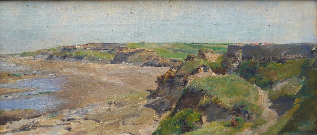 Seascape, Beach, And Cliffs, Basque Coast? Georges Demirgian (1855–1920)