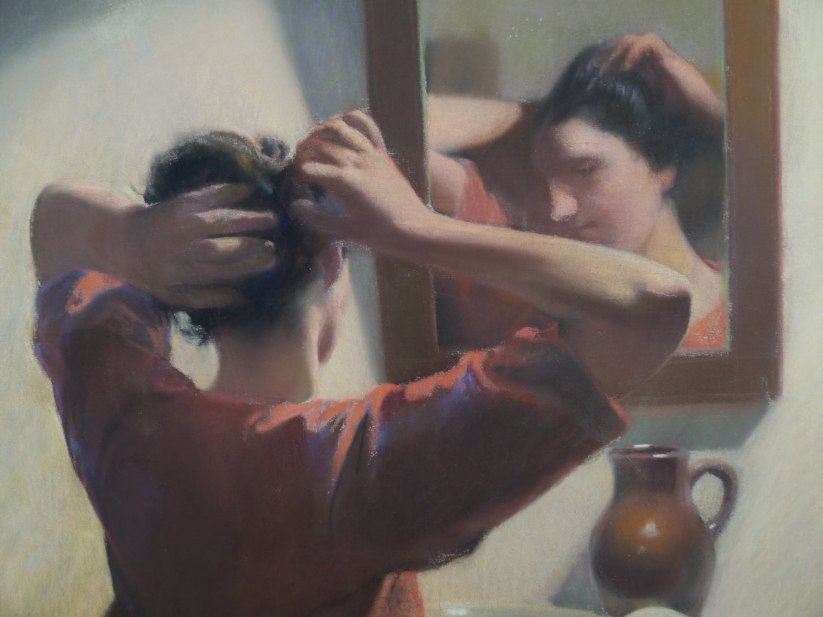 Firmin BAES (1874-1943). Femme à sa coiffure.-photo-3