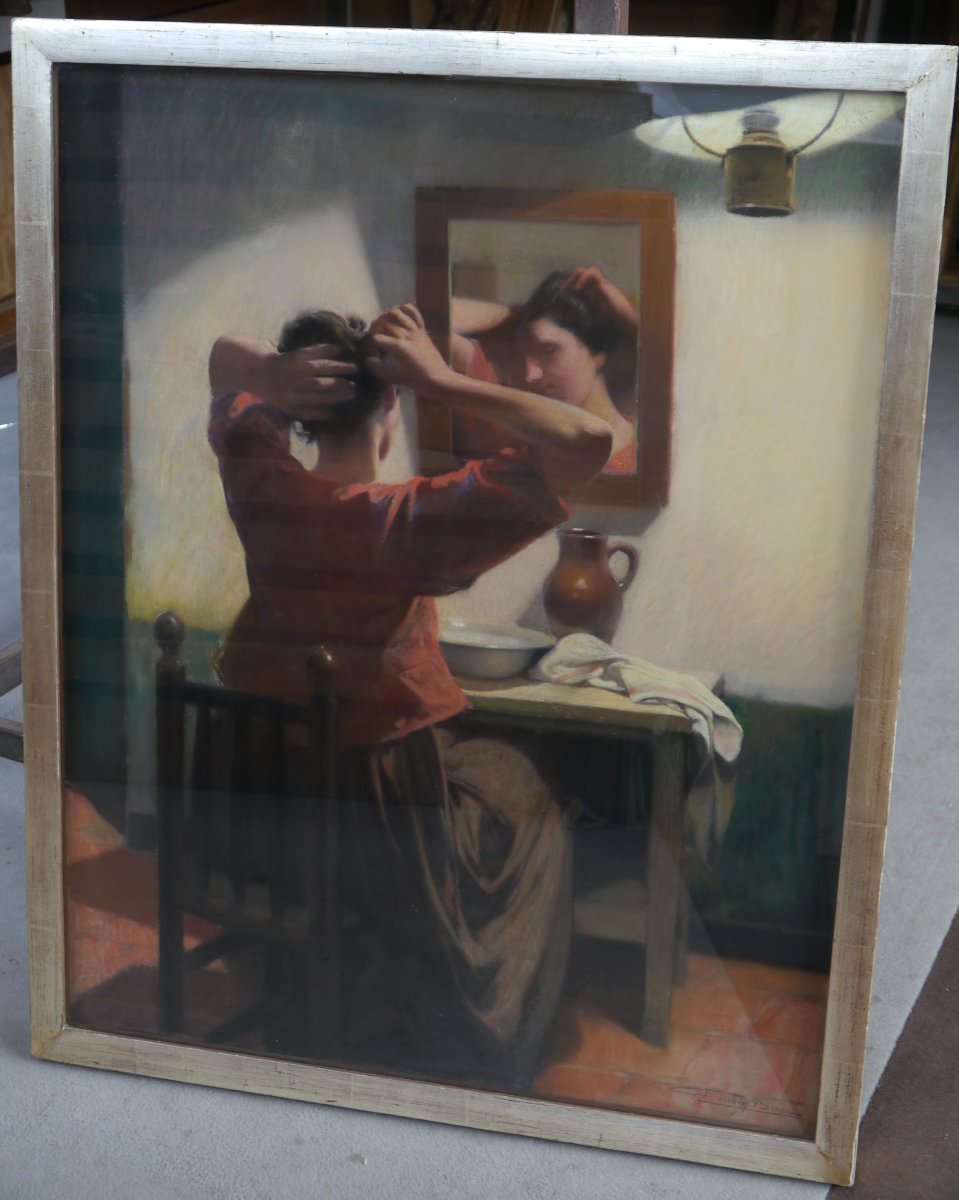 Firmin BAES (1874-1943). Femme à sa coiffure.-photo-7