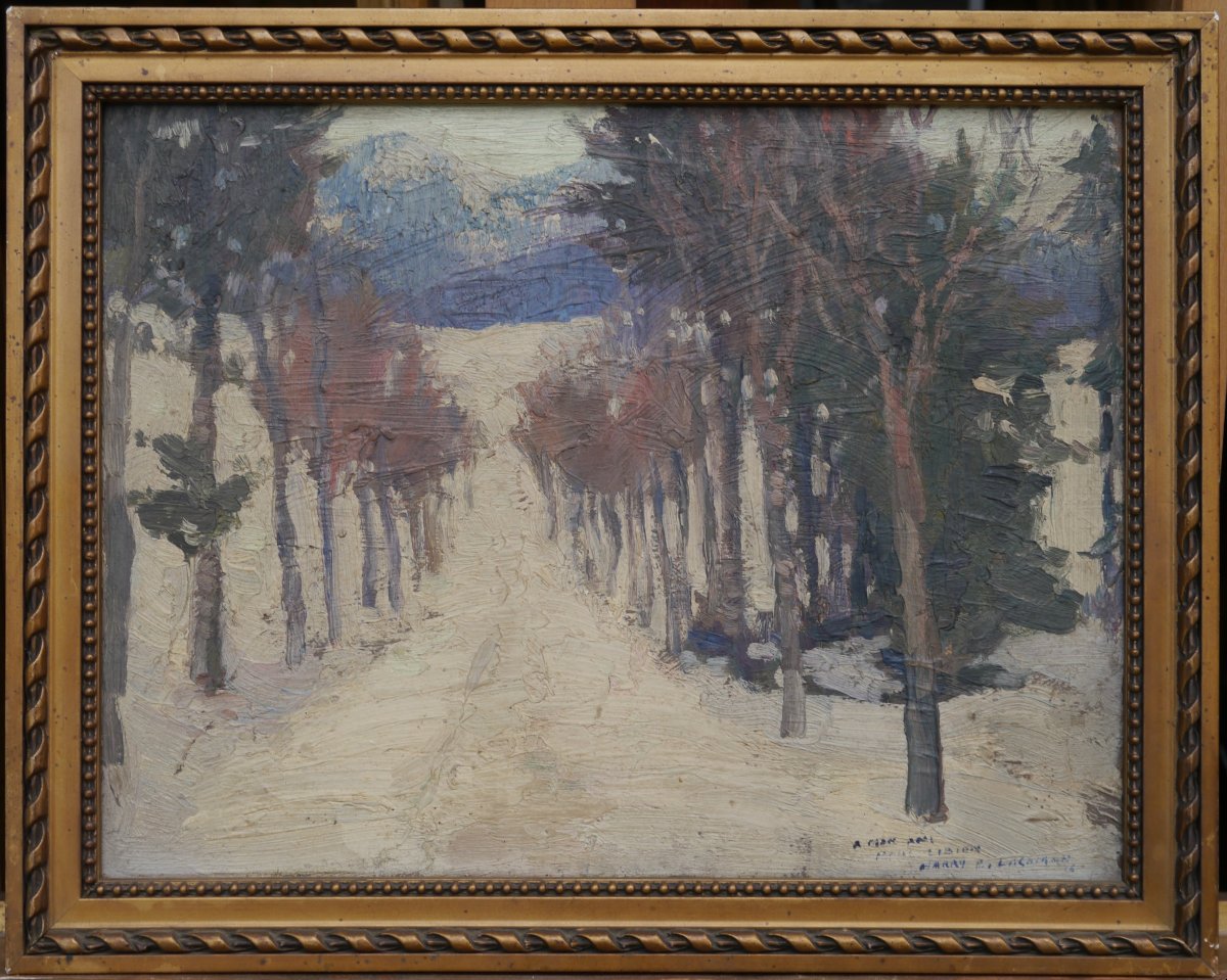 Harry B. LACHMAN (1886-1974). Paysage montagneux enneigé.-photo-2