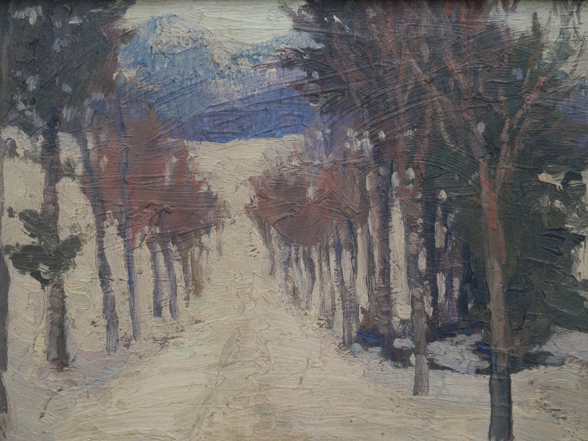 Harry B. LACHMAN (1886-1974). Paysage montagneux enneigé.-photo-4