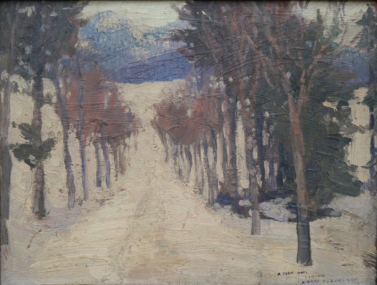 Harry B. LACHMAN (1886-1974). Paysage montagneux enneigé.