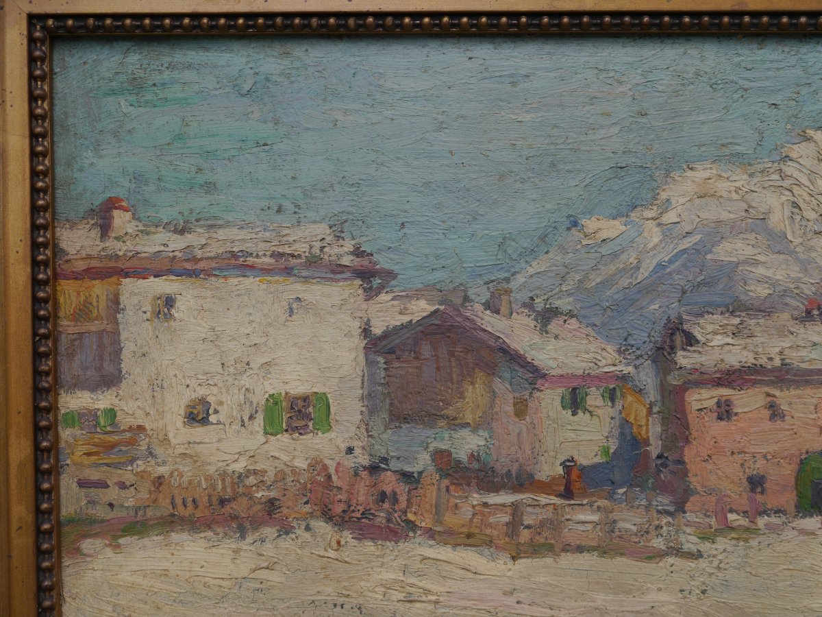 Harry B. LACHMAN (1886-1974). Village de montagne enneigé, Suisse ?-photo-4