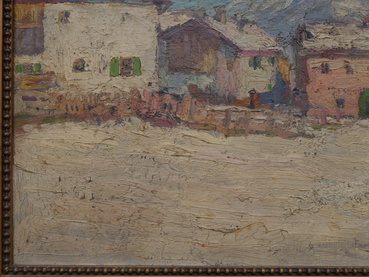 Harry B. LACHMAN (1886-1974). Village de montagne enneigé, Suisse ?-photo-3