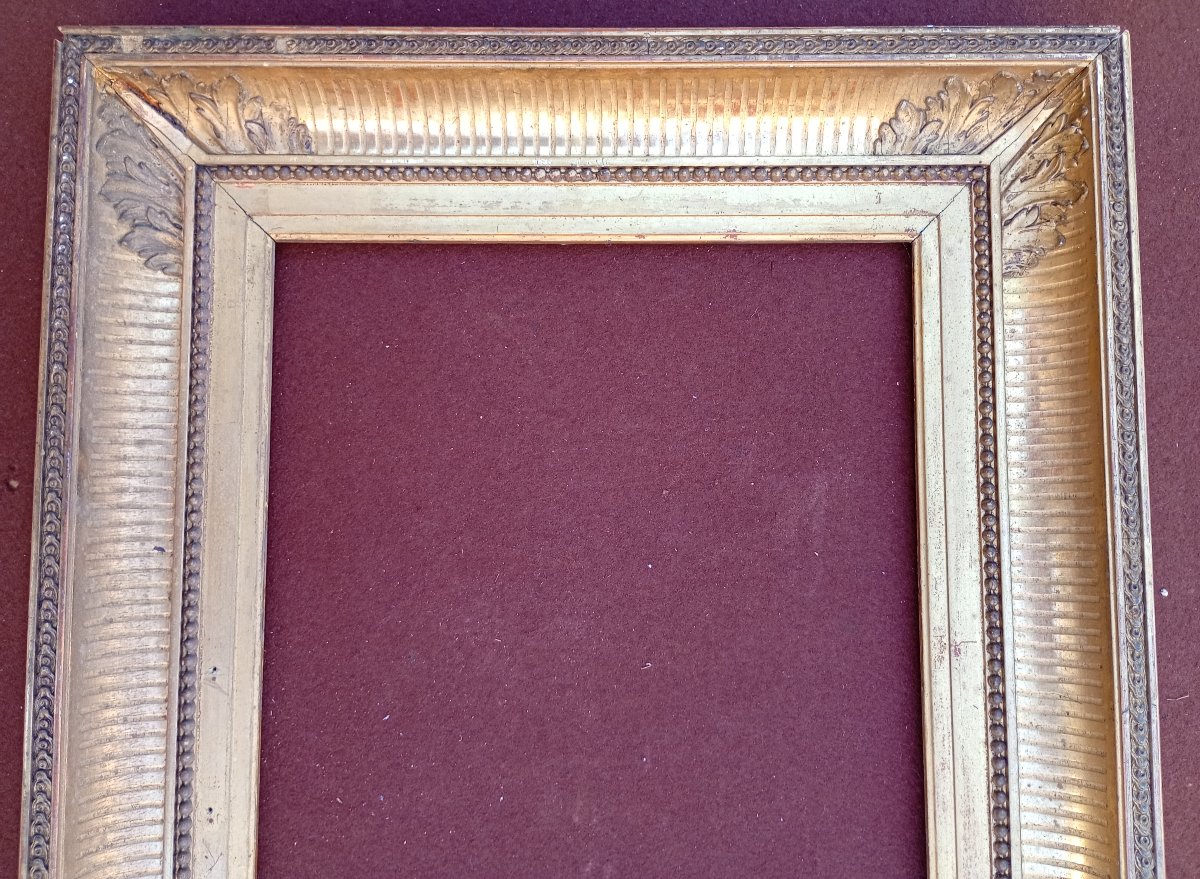 19th-century Gilded Frame With Channels, 6m Size For 41x27, View 39x25.7 Cm-photo-3
