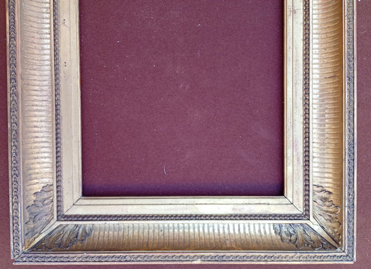 19th-century Gilded Frame With Channels, 6m Size For 41x27, View 39x25.7 Cm-photo-4