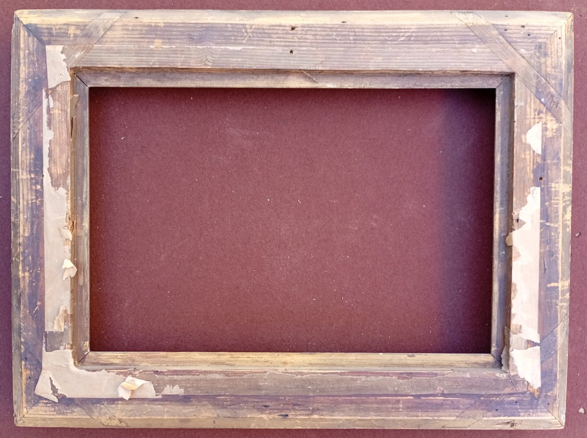19th-century Gilded Frame With Channels, 6m Size For 41x27, View 39x25.7 Cm-photo-2