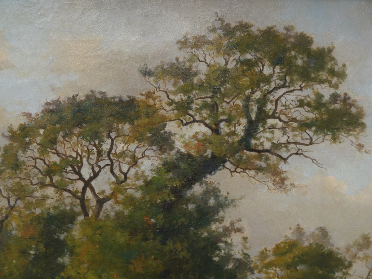 Pierre Emmanuel Damoye (1847–1916). Lively Landscape, Cows.-photo-1