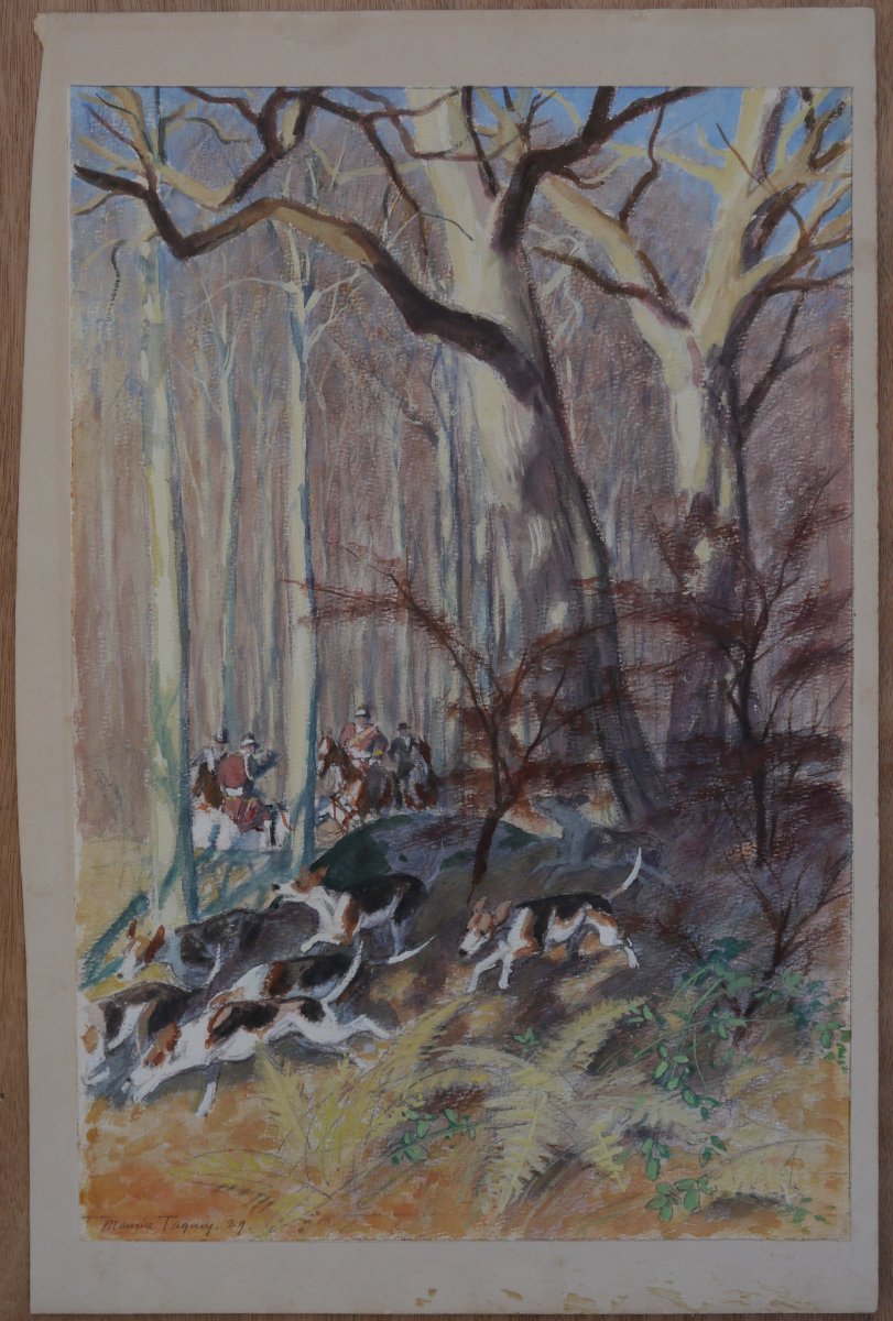 Maurice TAQUOY (1878-1952). Chasse à courre 1929-photo-3