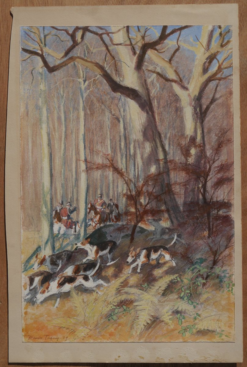 Maurice TAQUOY (1878-1952). Chasse à courre 1929-photo-4