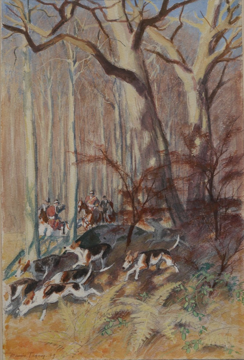 Maurice TAQUOY (1878-1952). Chasse à courre 1929-photo-1