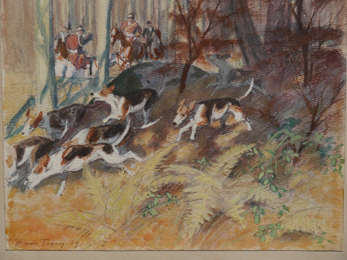 Maurice TAQUOY (1878-1952). Chasse à courre 1929-photo-4