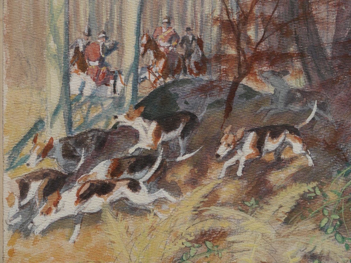 Maurice TAQUOY (1878-1952). Chasse à courre 1929-photo-5