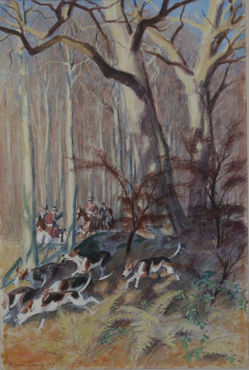Maurice TAQUOY (1878-1952). Chasse à courre 1929