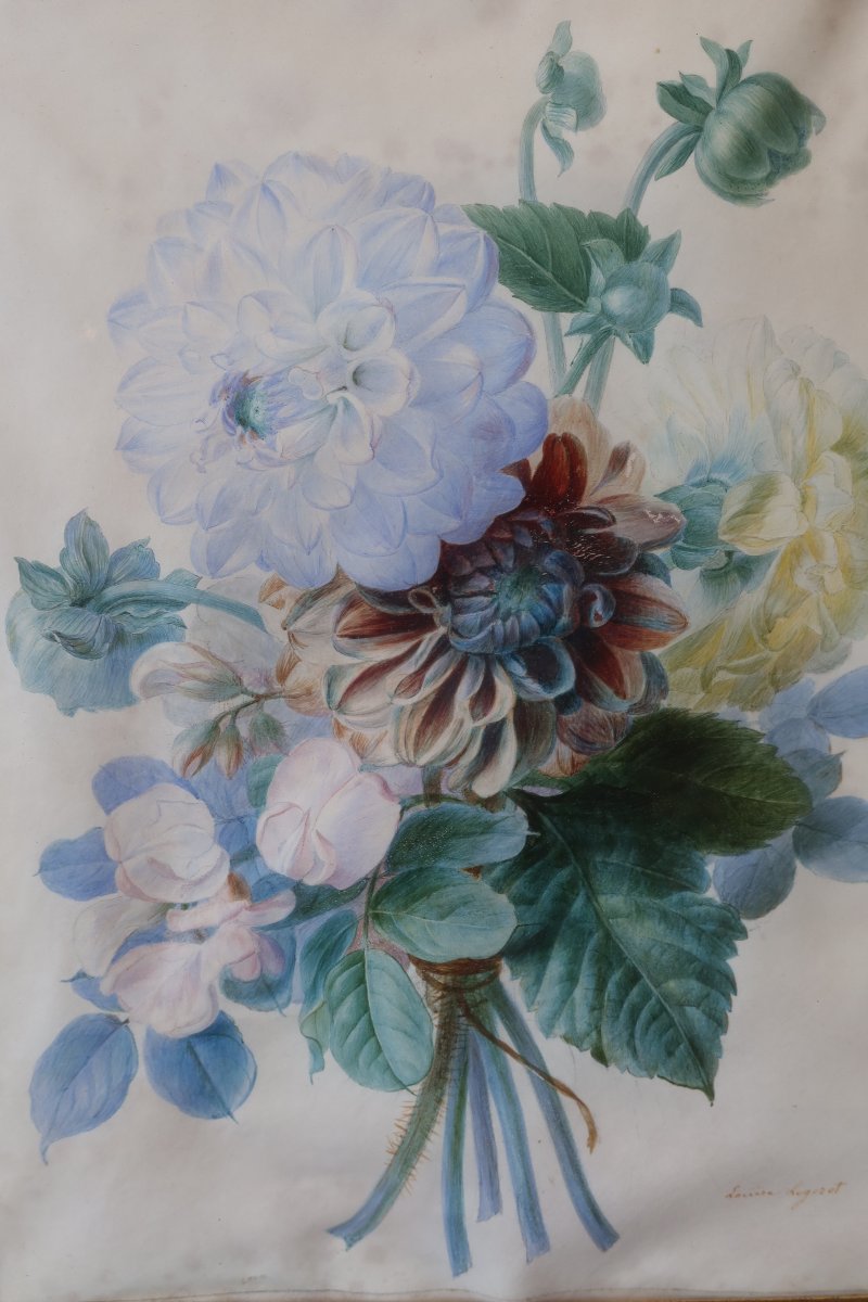 19th-century Bouquet Of Flowers - Louise Logerot, Circa 1840-photo-3