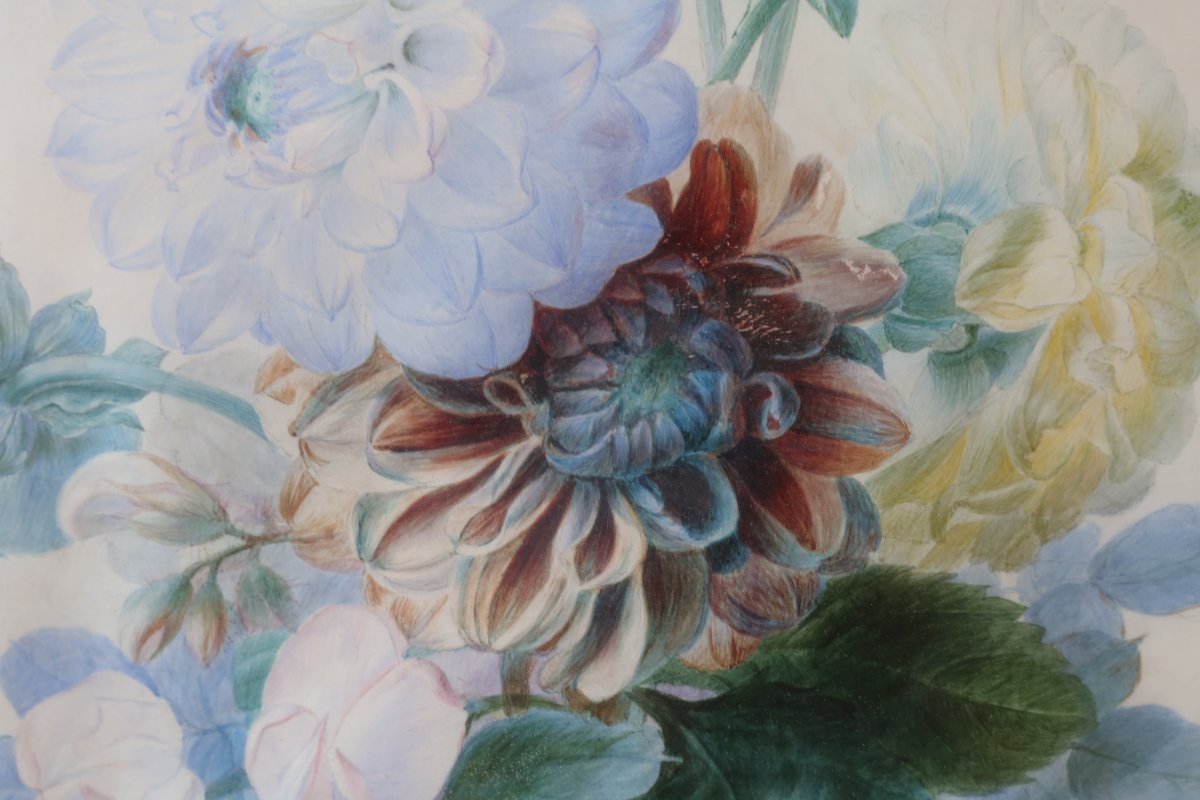19th-century Bouquet Of Flowers - Louise Logerot, Circa 1840-photo-2