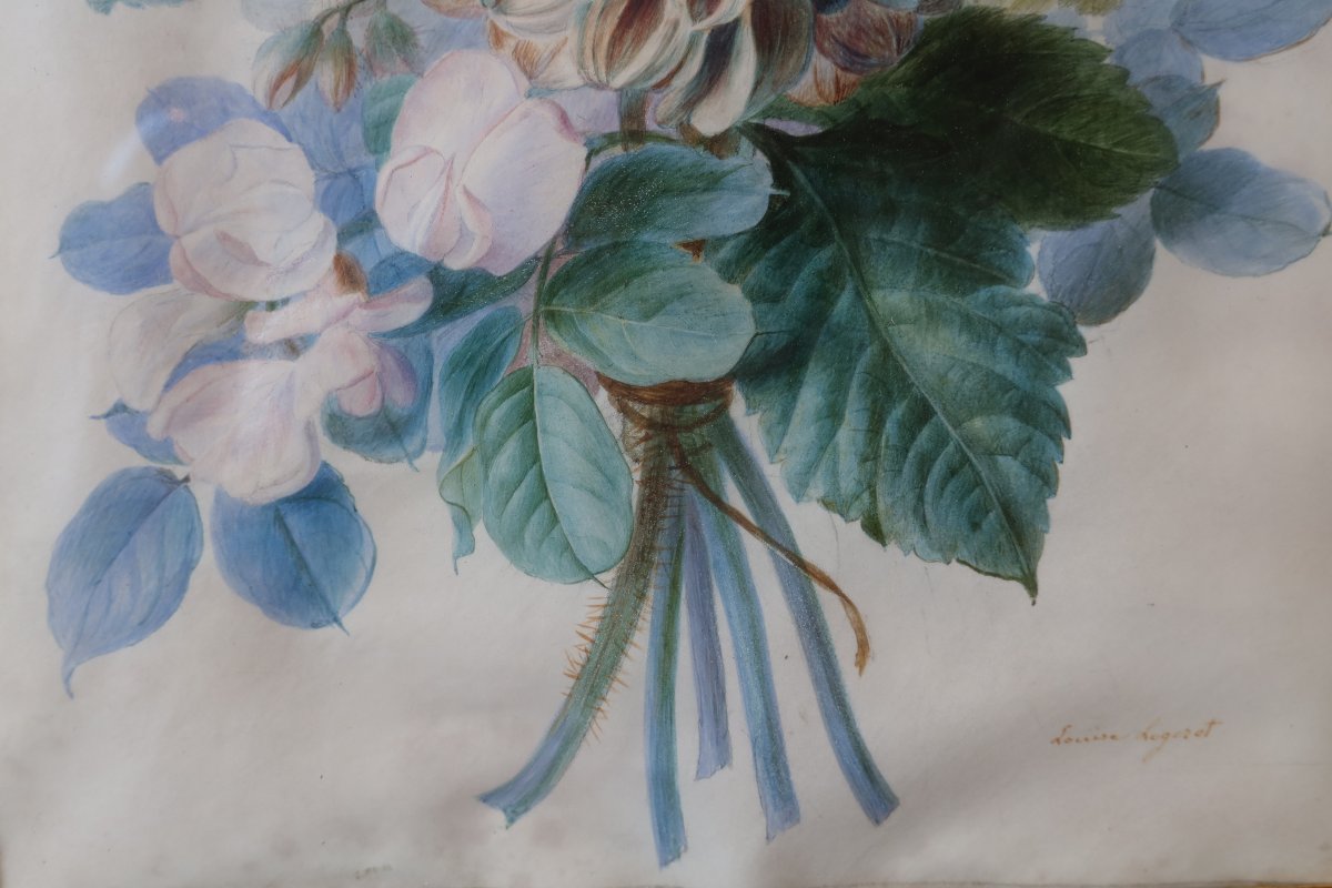 19th-century Bouquet Of Flowers - Louise Logerot, Circa 1840-photo-4