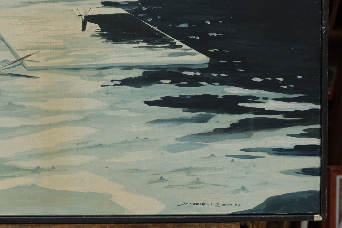 Marine à la palette du peintre. Jean-Nicolas Cornelius (1943-2021)-photo-1