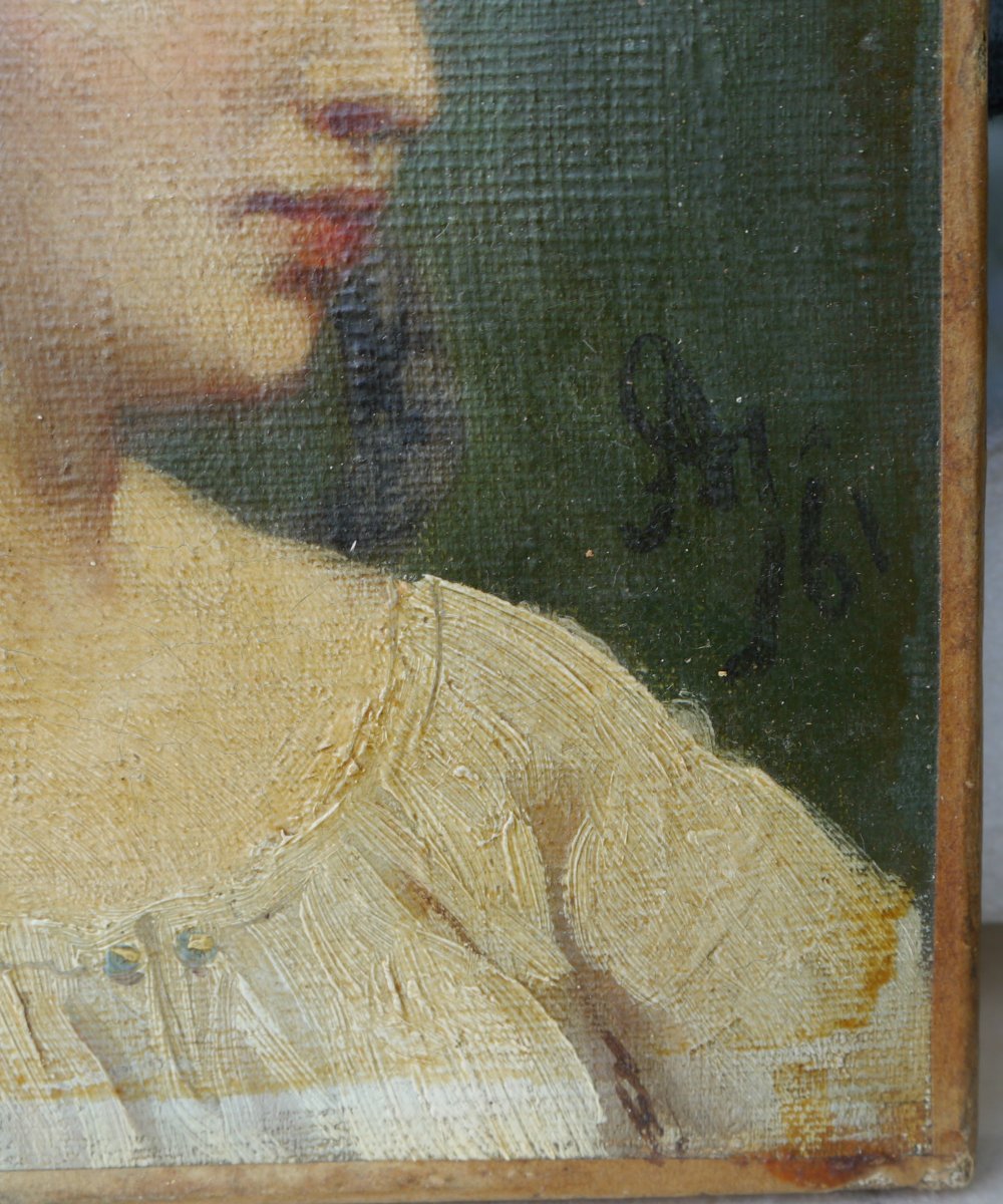 Petit portrait de femme à la natte 1861 monogrammé-photo-3