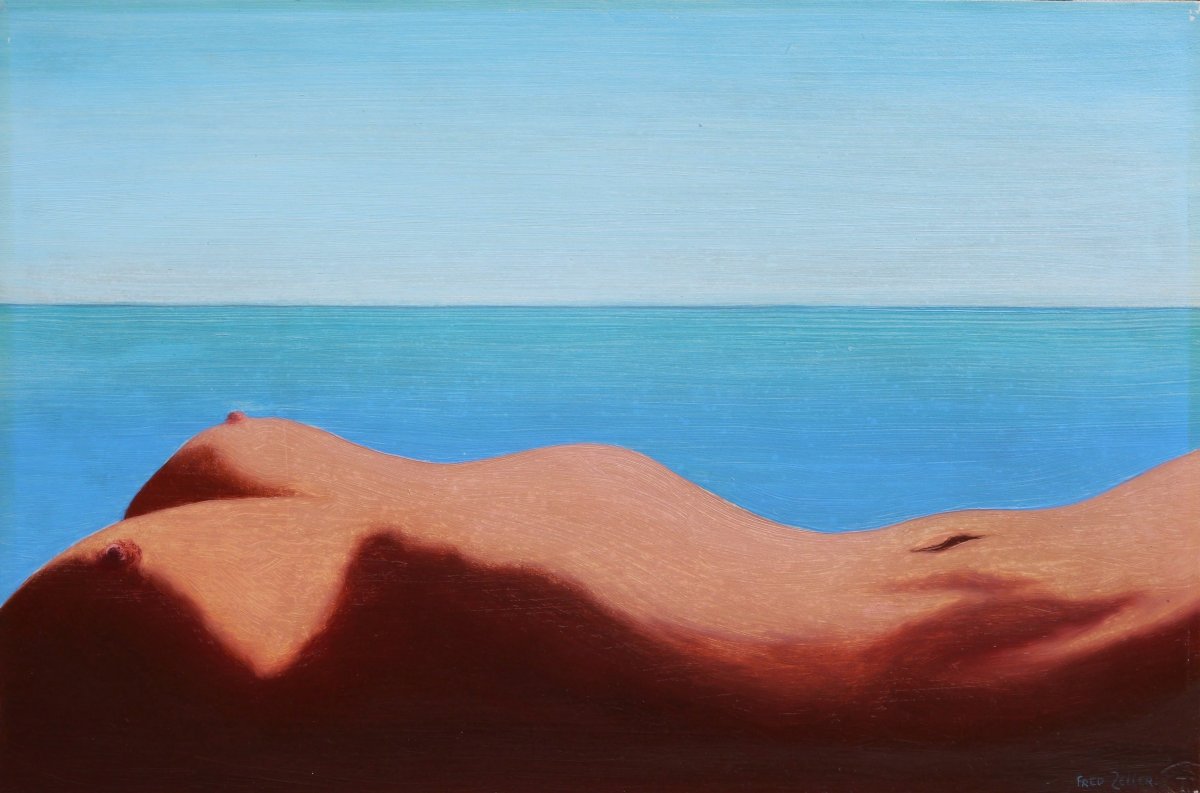 Plage en forme de buste de femme. Fred ZELLER (1912-2003)