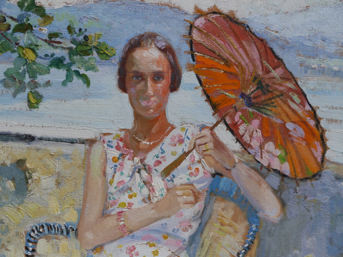 Woman With A Parasol, Bourdeau 1932. Marguerite Mary Darbour (19th–20th Century)-photo-1