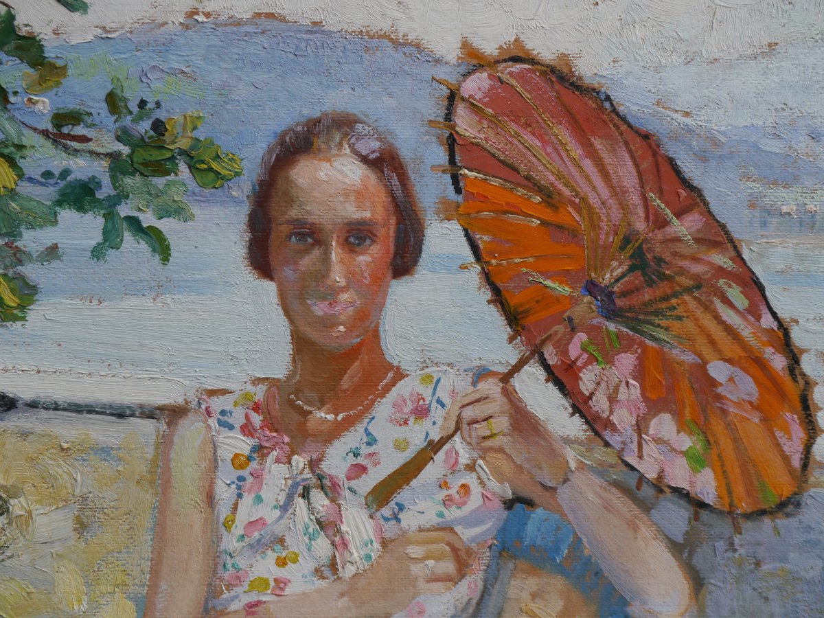 Woman With A Parasol, Bourdeau 1932. Marguerite Mary Darbour (19th–20th Century)-photo-2