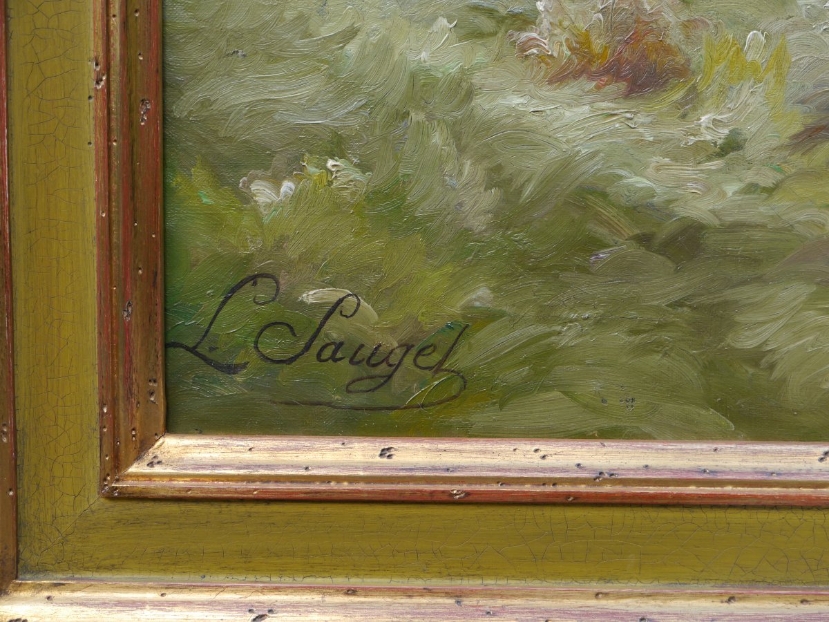 Le Doubs à Thoraise Franche-Comté, par L. Sauget, grand tableau.-photo-6