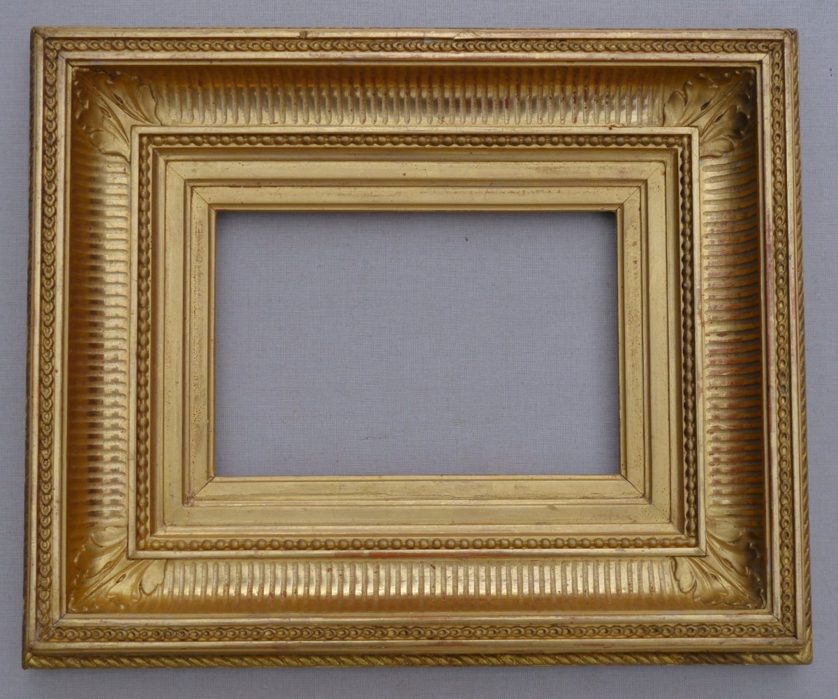 Petit cadre doré 19e à canaux vue 14,5 x 9,5 cm-photo-2