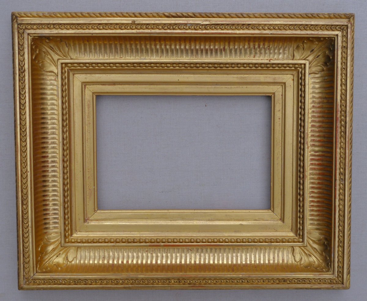 Petit cadre doré 19e à canaux vue 14,5 x 9,5 cm-photo-3