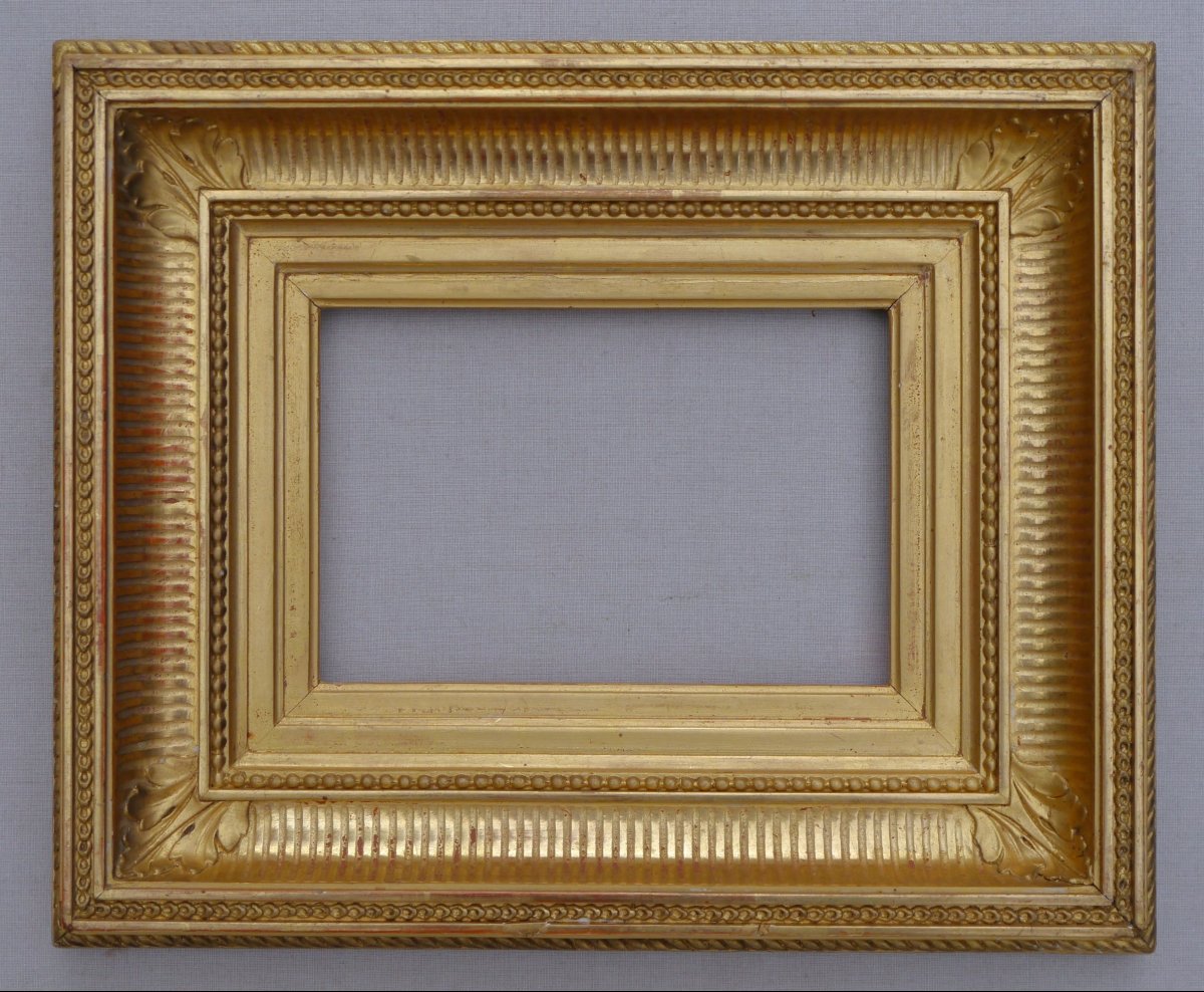 Petit cadre doré 19e à canaux vue 14,5 x 9,5 cm-photo-4