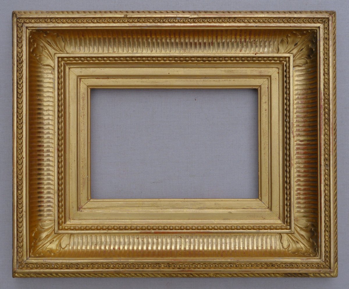 Petit cadre doré 19e à canaux vue 14,5 x 9,5 cm