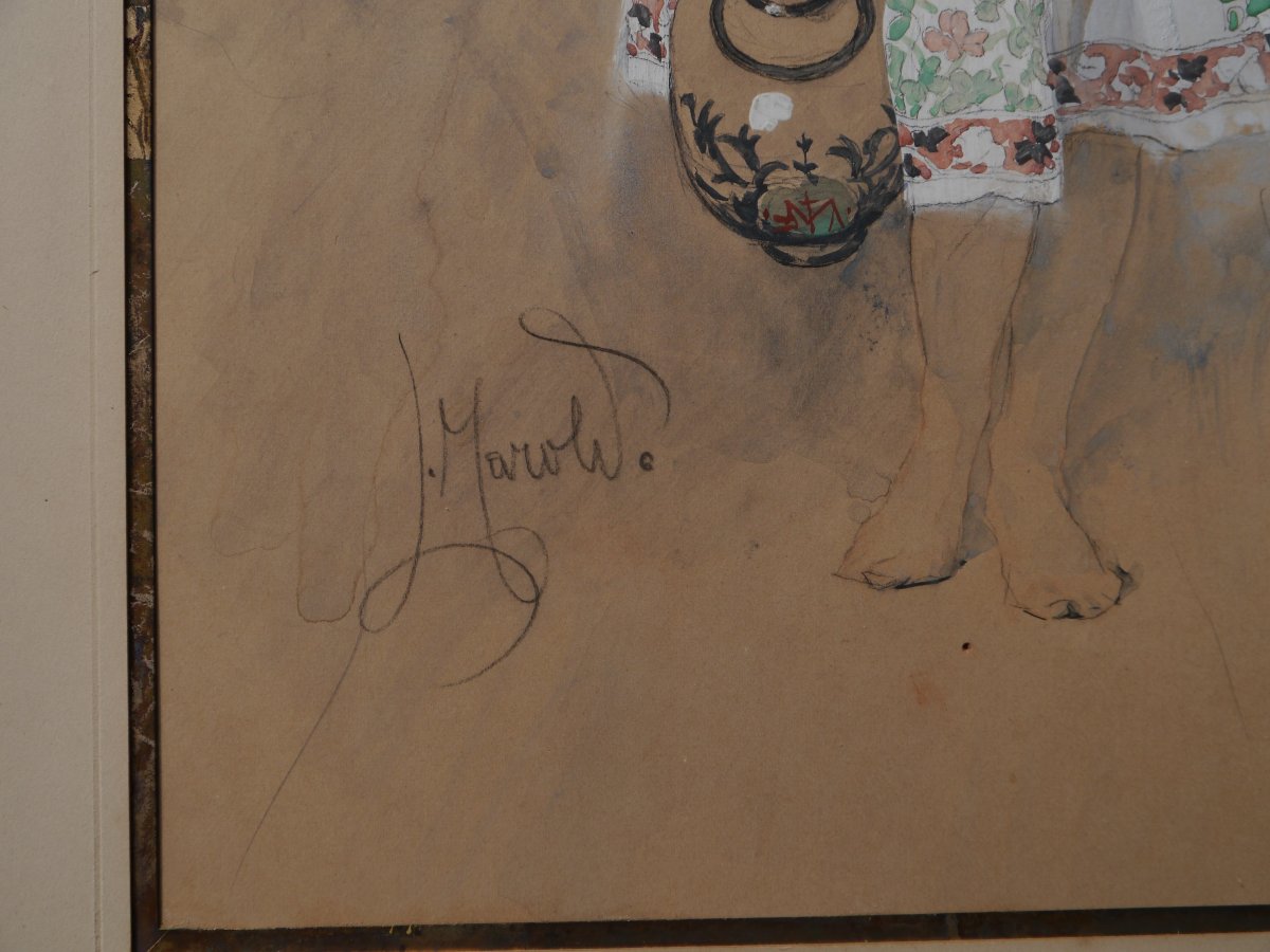 Ludwig MAROLD (1865-1898). Jeune paysanne tchèque à la cruche.-photo-1