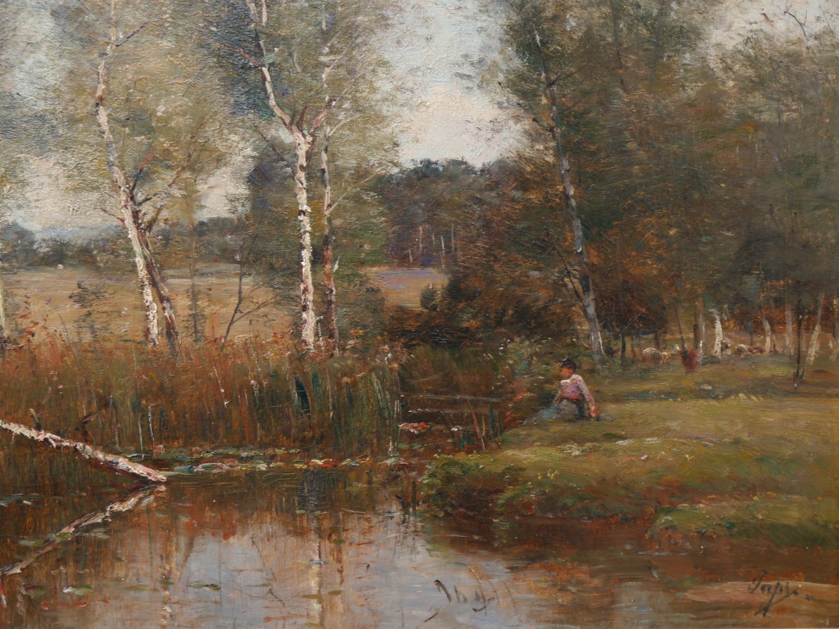 Louis Aimé Japy (1840–1916). Landscape With A Pond.-photo-3