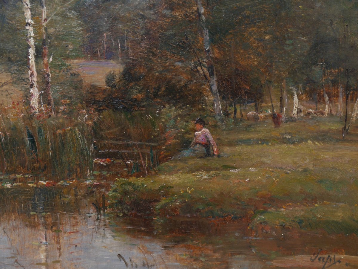 Louis Aimé Japy (1840–1916). Landscape With A Pond.-photo-4