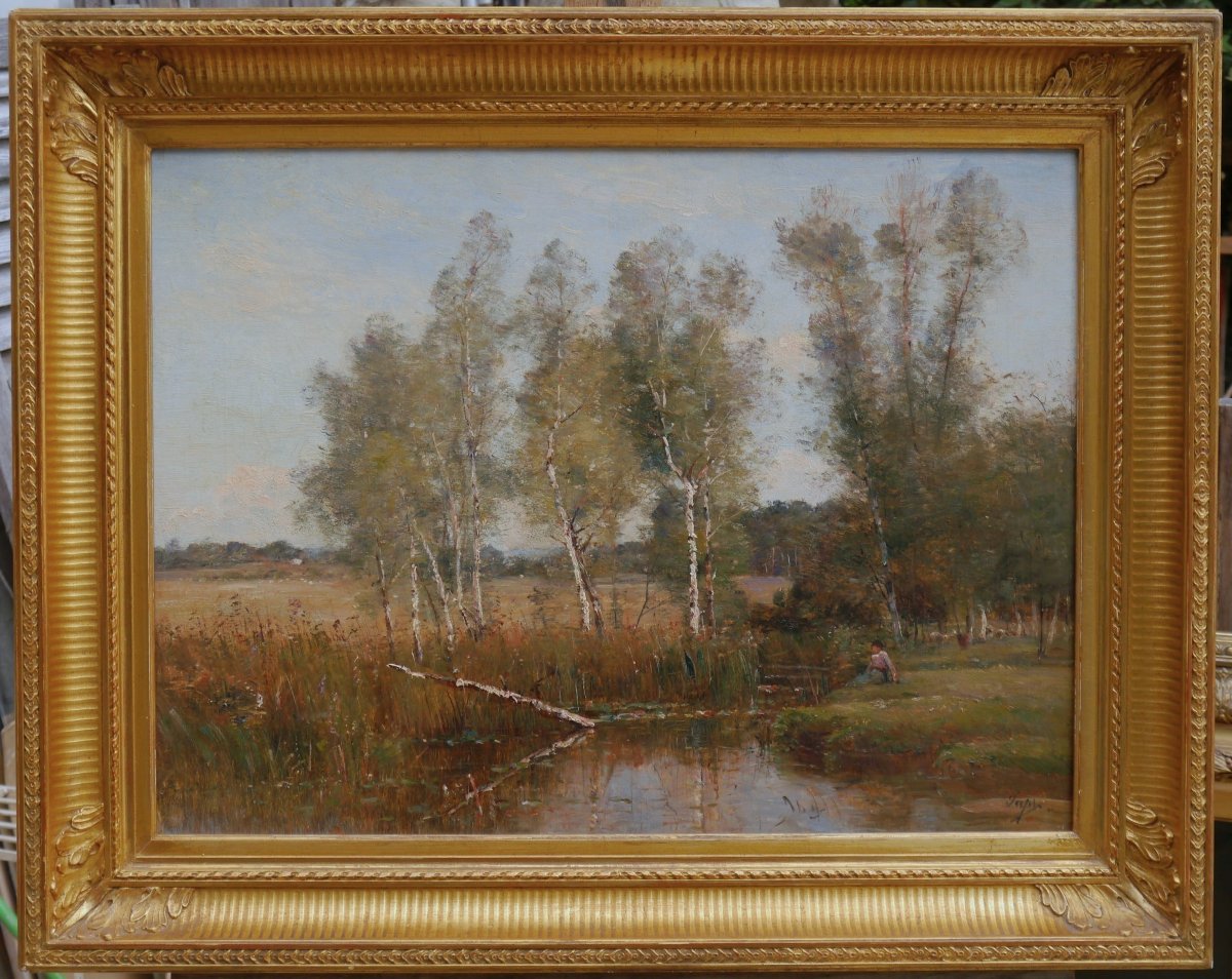 Louis Aimé Japy (1840–1916). Landscape With A Pond.-photo-2