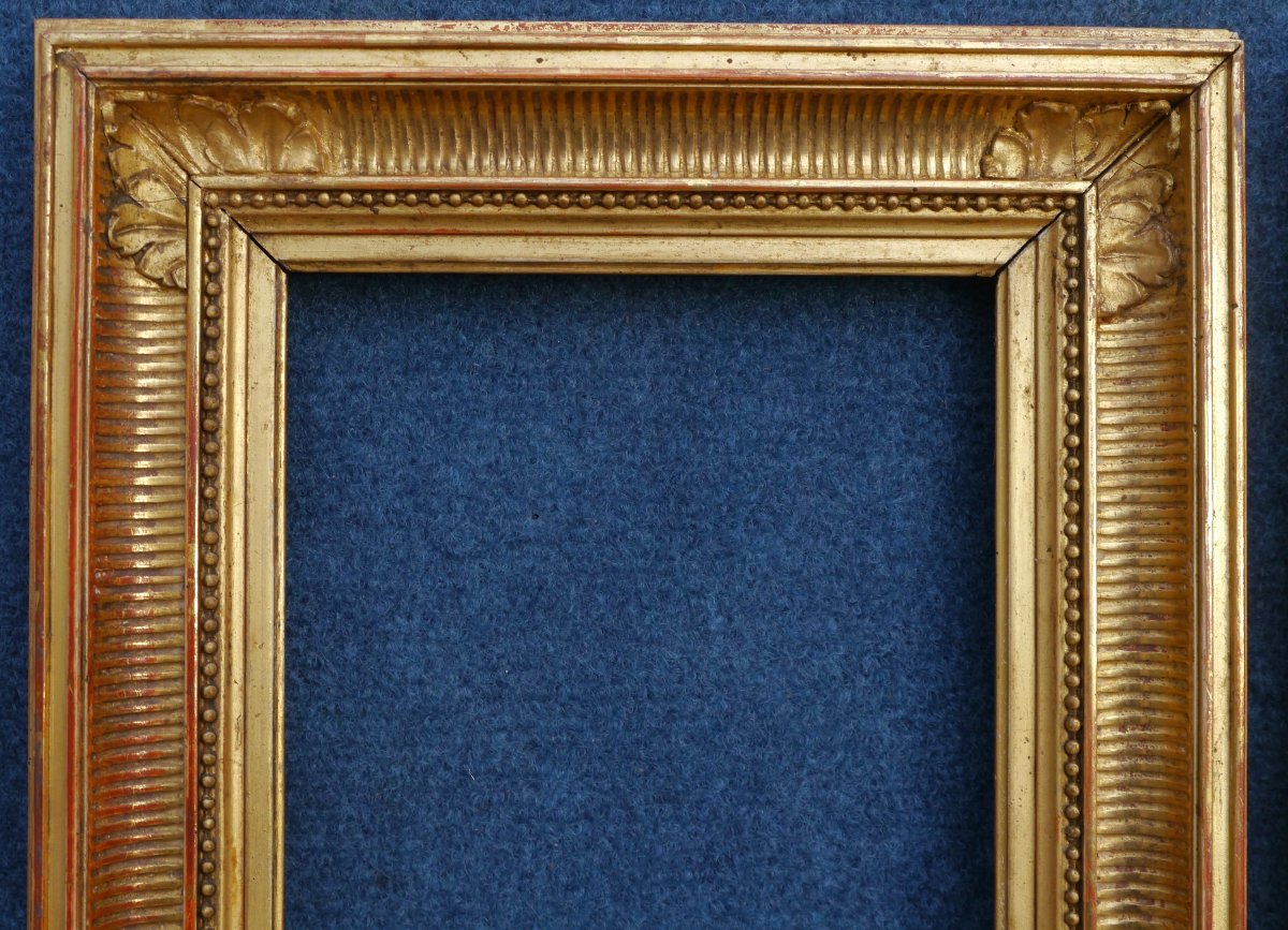 Pair Of Small 19th-century Gilded Frames With Grooved Sides; View Size 20.6 X 15.3 Cm. Size Approximately 1f-photo-3