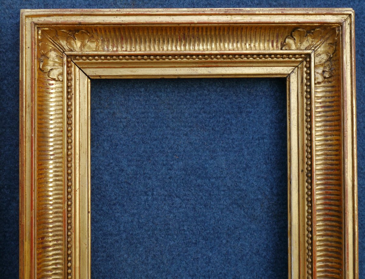 Pair Of Small 19th-century Gilded Frames With Grooved Sides; View Size 20.6 X 15.3 Cm. Size Approximately 1f-photo-2