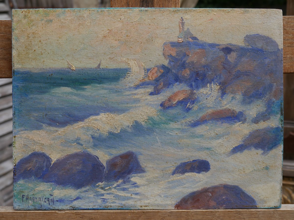 Ploumanac'h Lighthouse, Perros-guirec.  F. Haberkoan (20th Century)-photo-2