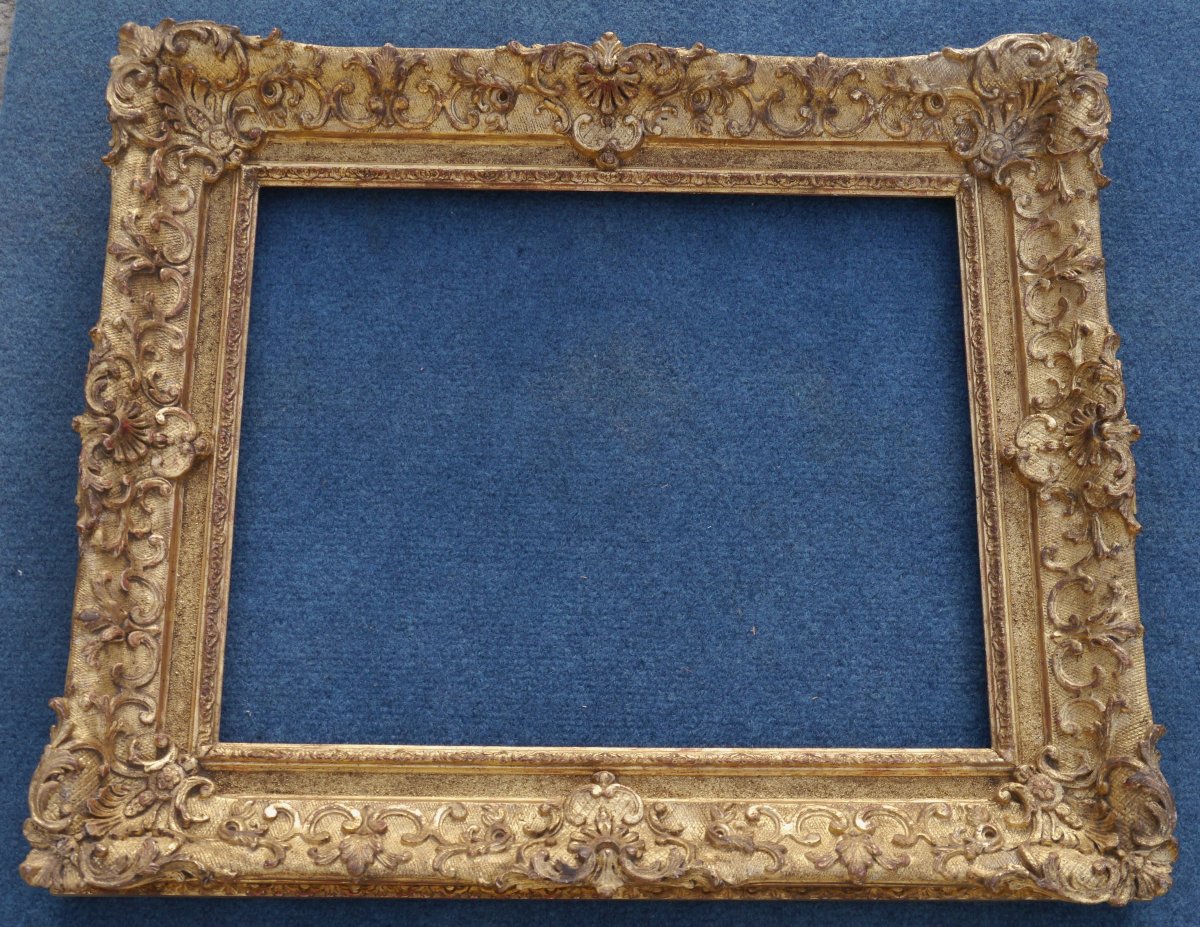 Cadre doré XIXè style Louis XIV pour format 6F (41x33cm),vue 39,5x31,5 cm-photo-3