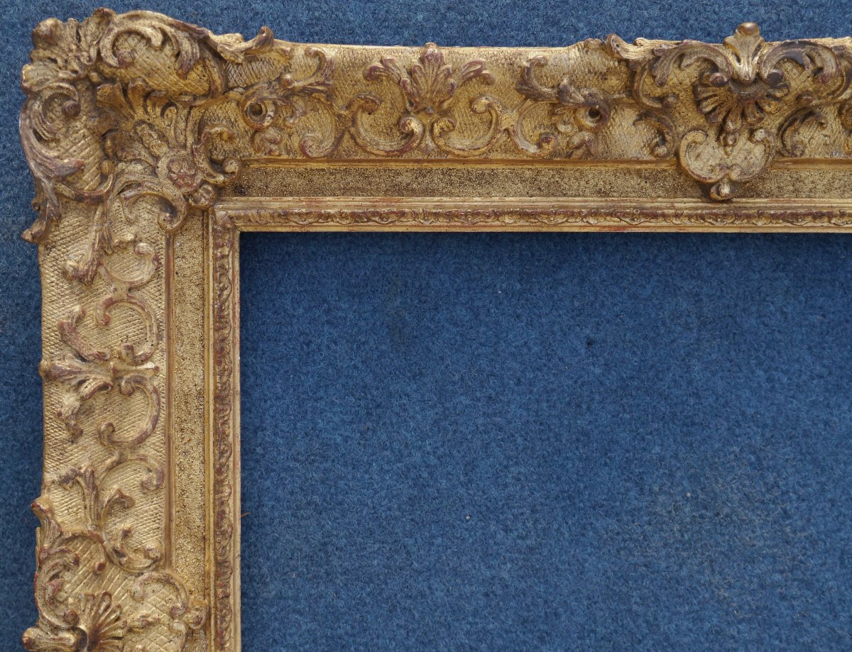 Cadre doré XIXè style Louis XIV pour format 6F (41x33cm),vue 39,5x31,5 cm-photo-1