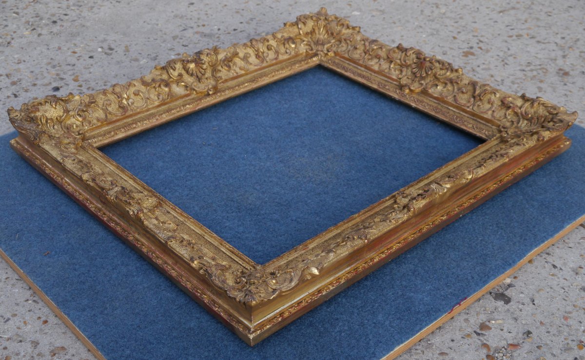 Cadre doré XIXè style Louis XIV pour format 6F (41x33cm),vue 39,5x31,5 cm-photo-6