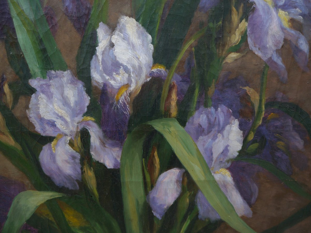 Grand bouquet d'iris 1884. Julie CROUAN (XIX)-photo-2