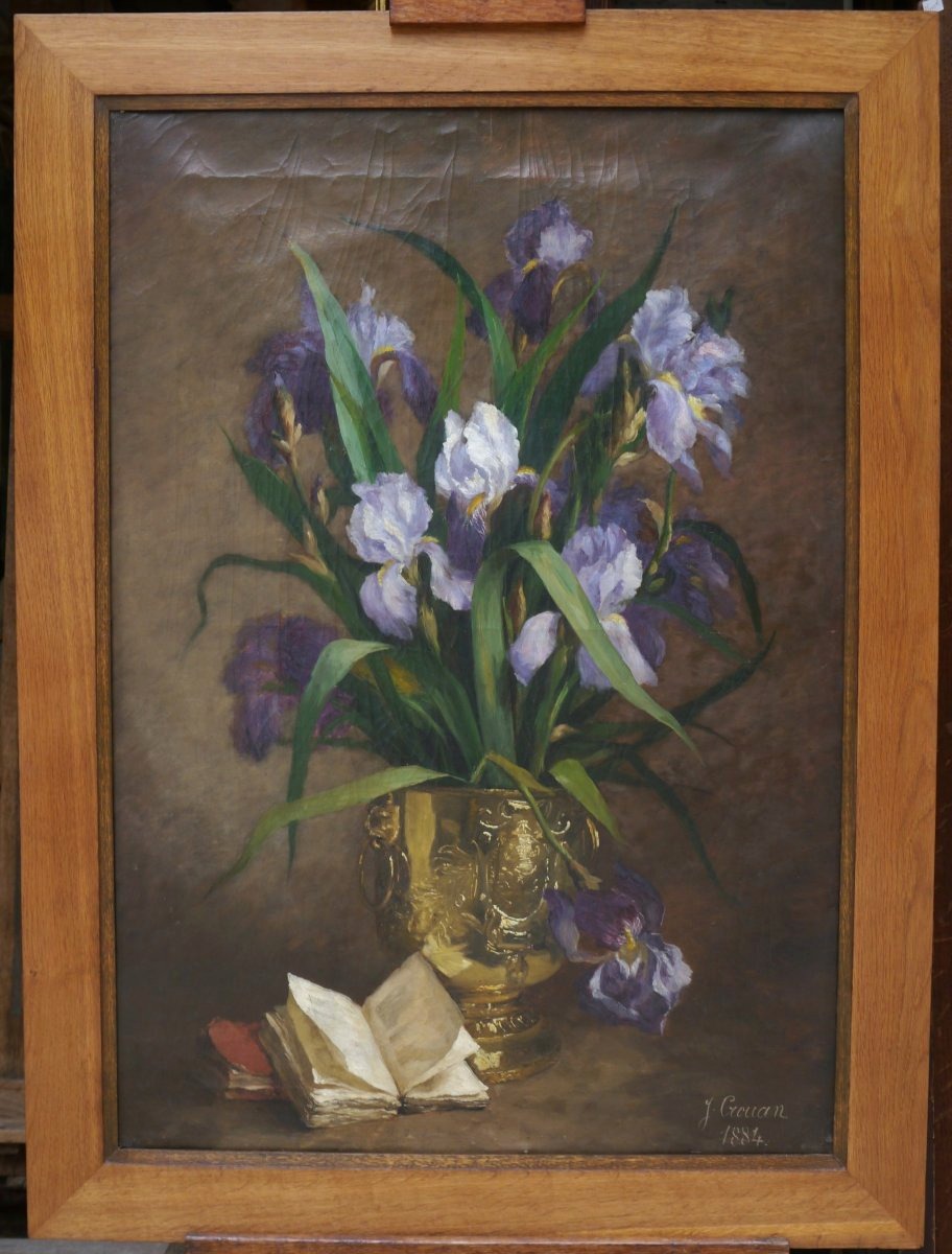 Grand bouquet d'iris 1884. Julie CROUAN (XIX)