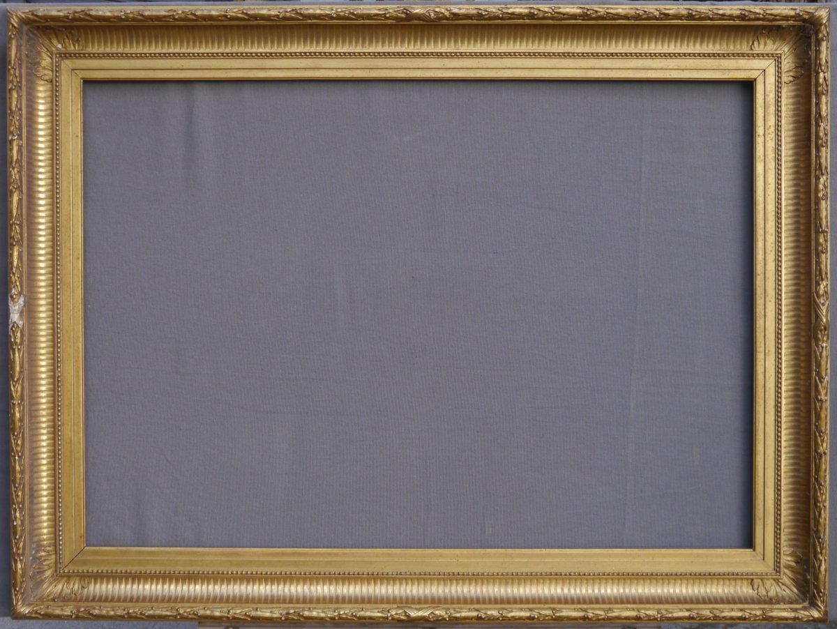 Grand cadre doré XIXè à canaux pour 30P, (92x65) vue 90,5x63,5 cm-photo-5