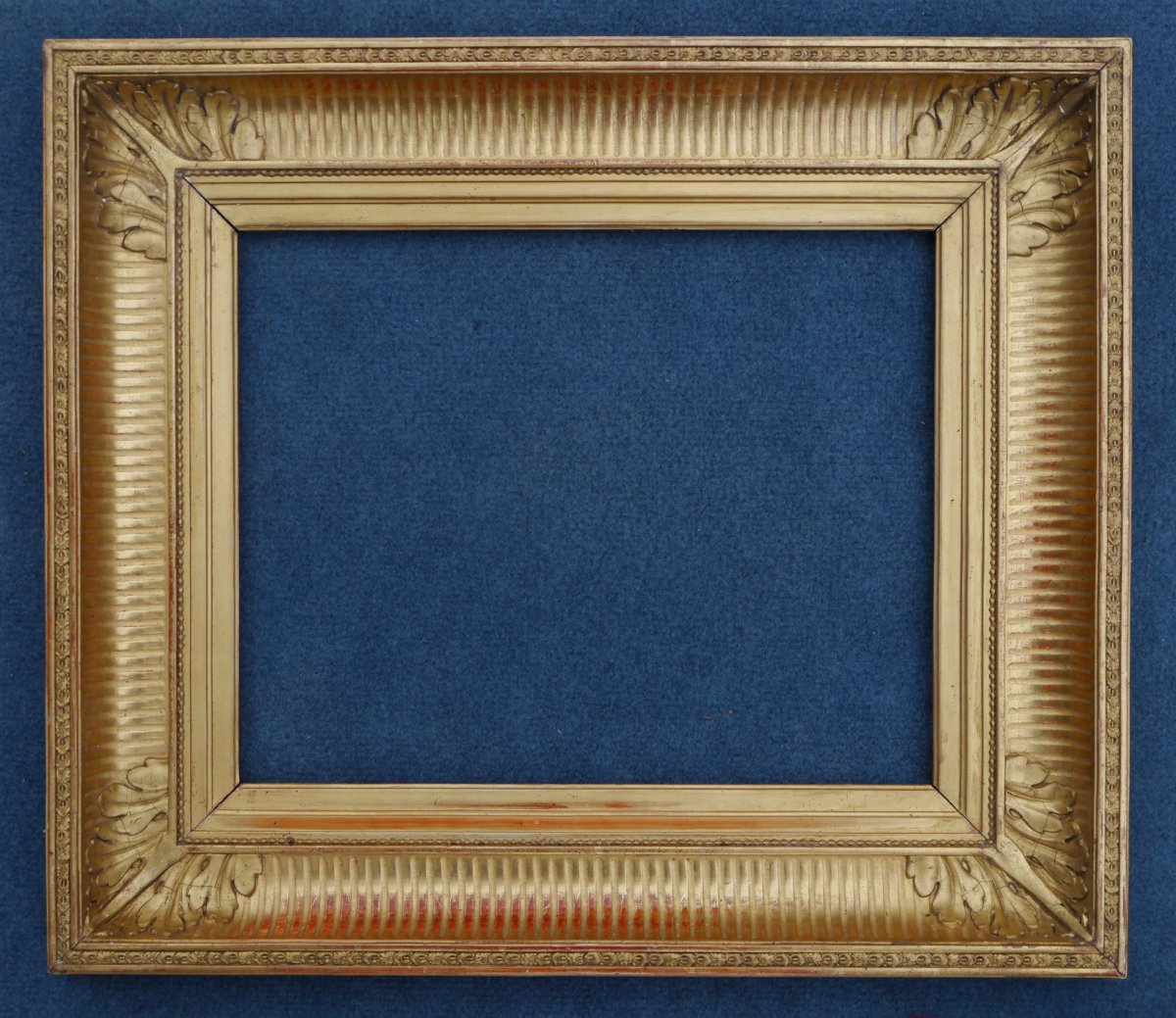 Large 19th-century Gilded Frame With Channels For 6f (41x33), Image Size 39.3x31.3 Cm-photo-2