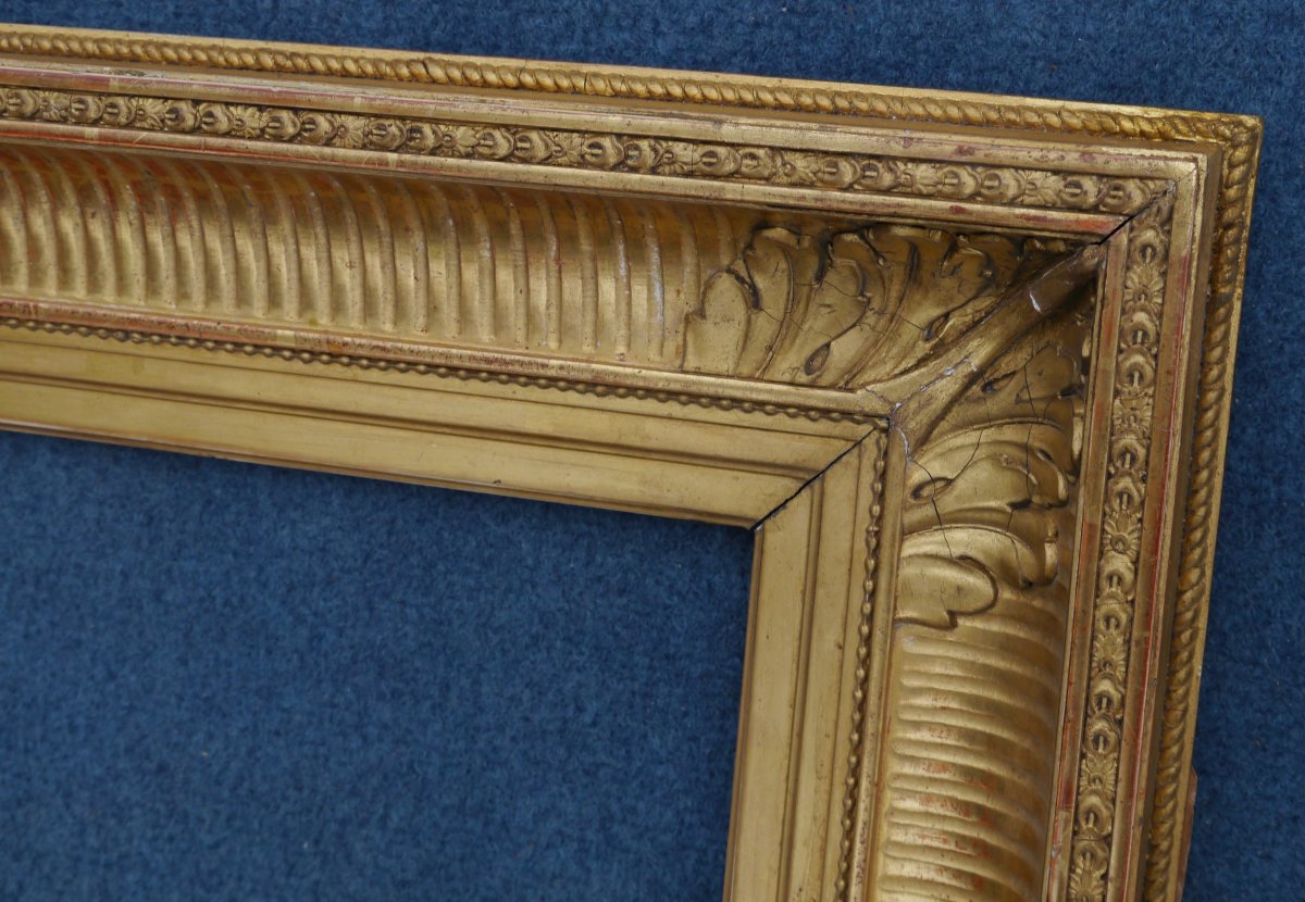Large 19th-century Gilded Frame With Channels For 6f (41x33), Image Size 39.3x31.3 Cm-photo-1