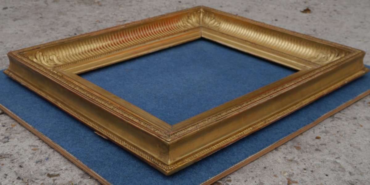 Large 19th-century Gilded Frame With Channels For 6f (41x33), Image Size 39.3x31.3 Cm-photo-5
