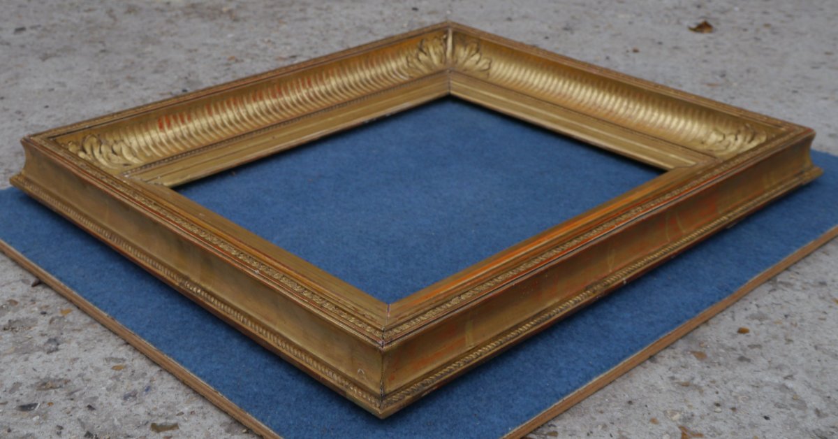 Large 19th-century Gilded Frame With Channels For 6f (41x33), Image Size 39.3x31.3 Cm-photo-6