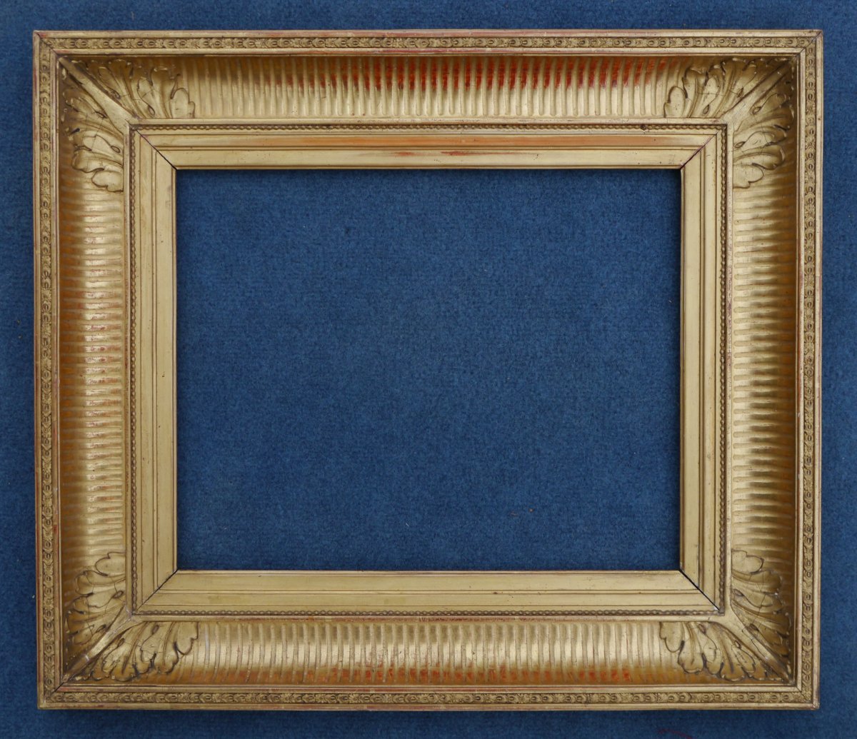 Large 19th-century Gilded Frame With Channels For 6f (41x33), Image Size 39.3x31.3 Cm