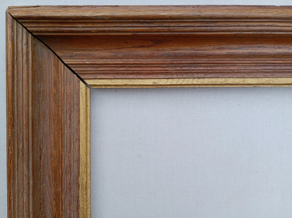 Cadre en bois chêne fin 19è pour 10F (55x46) vue 54,1x45,1 cm-photo-4